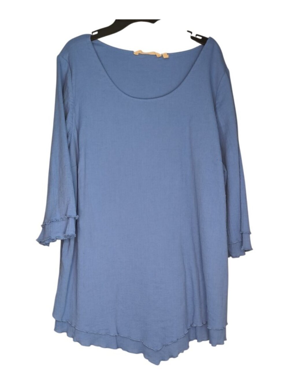 Siesta Key Blue Tunic Blouse Soft Surroundings Size XL Cotton Lightweight Boho